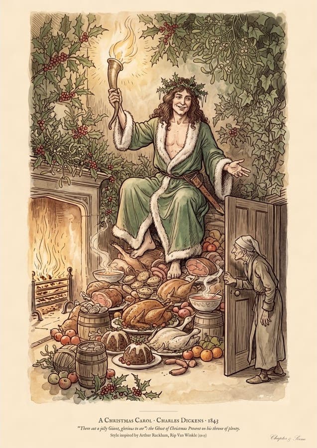 The Ghost of Christmas Present, an art print inspired by A Christmas Carol