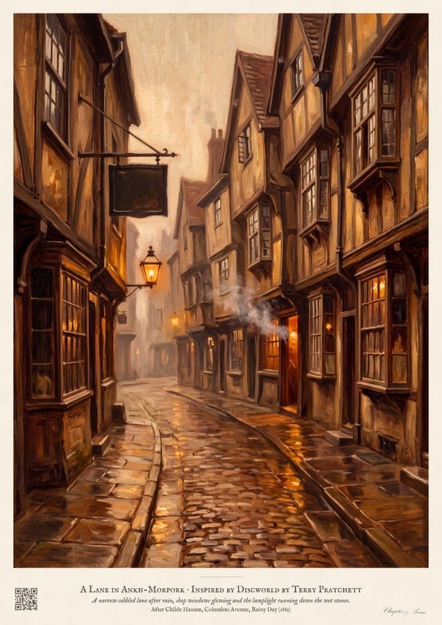 A Lane in Ankh-Morpork, an art print inspired by Discworld