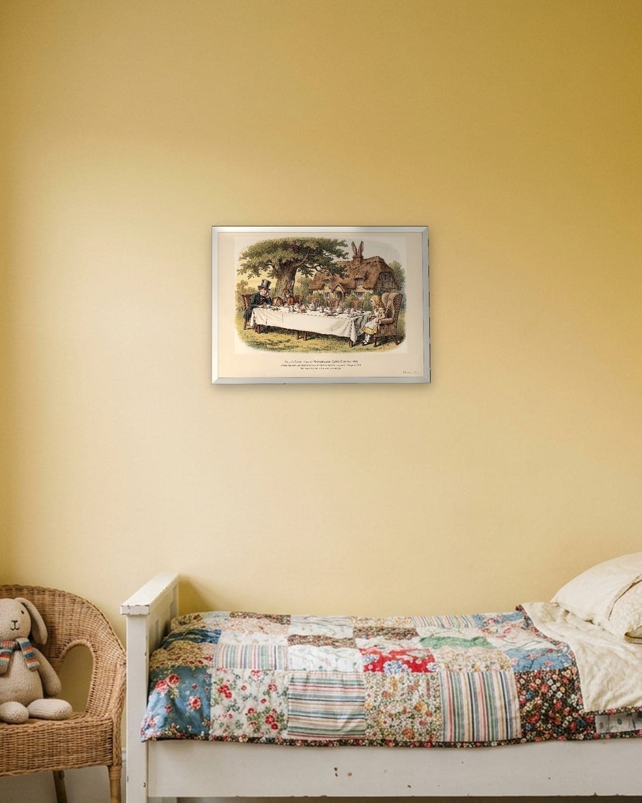 The Mad Tea-Party: White frame A3 in a child's bedroom