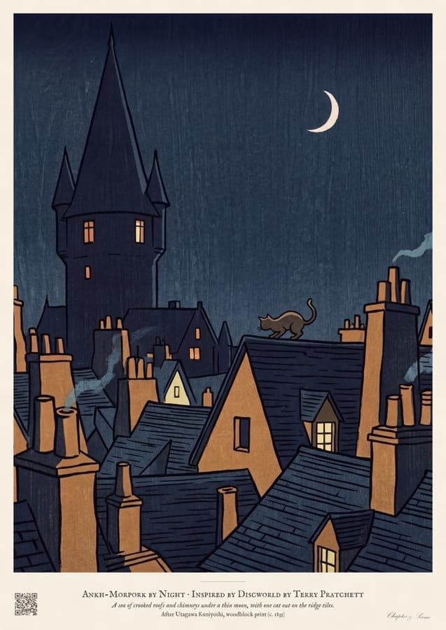 Ankh-Morpork by Night, an art print inspired by Discworld