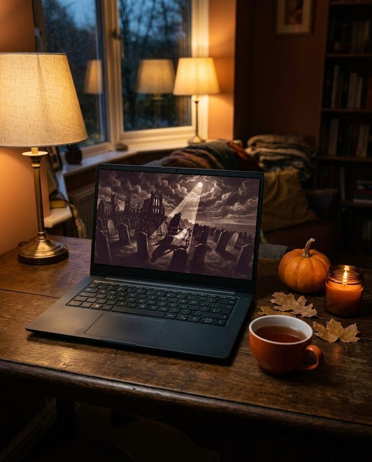 Something Long and Black as a desktop wallpaper on a laptop