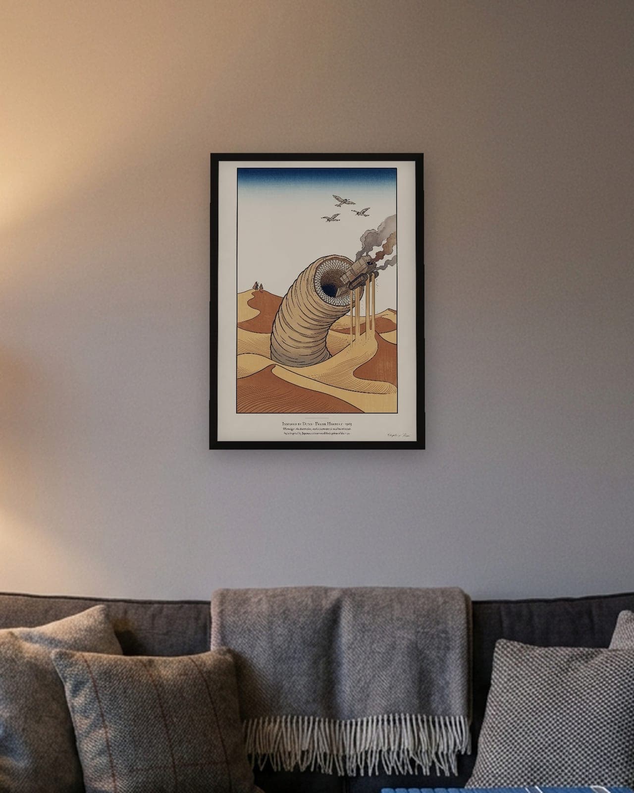 Wormsign: Black frame A3 in a film lover's living room
