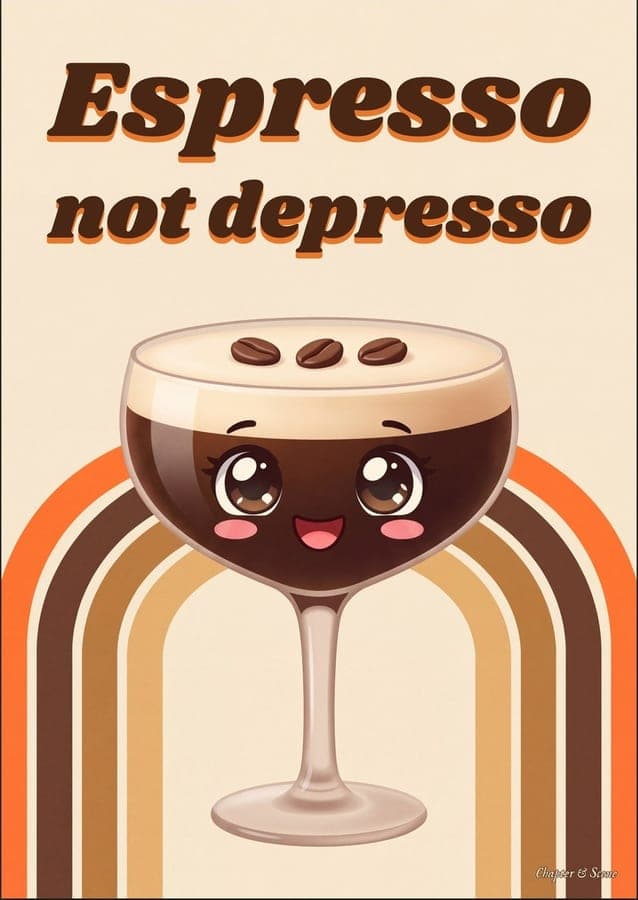 Espresso Not Depresso, a funny meme art print