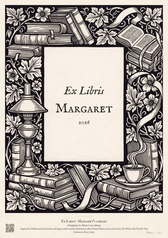 Mum's Library, Ex Libris, a quote art print