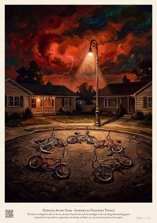 Hawkins After Dark, a funny meme art print