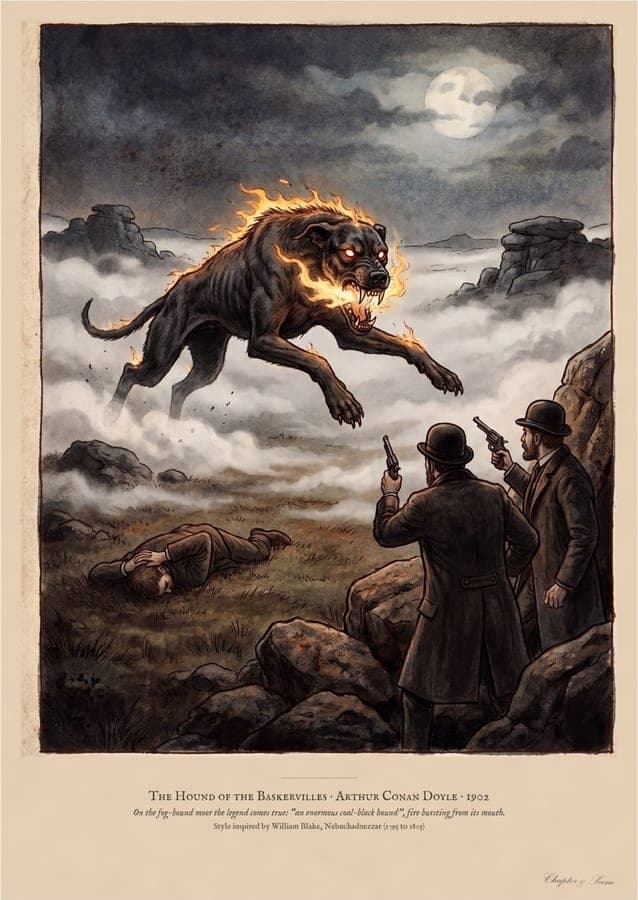 The Hound on the Moor, an art print inspired by The Hound of the Baskervilles