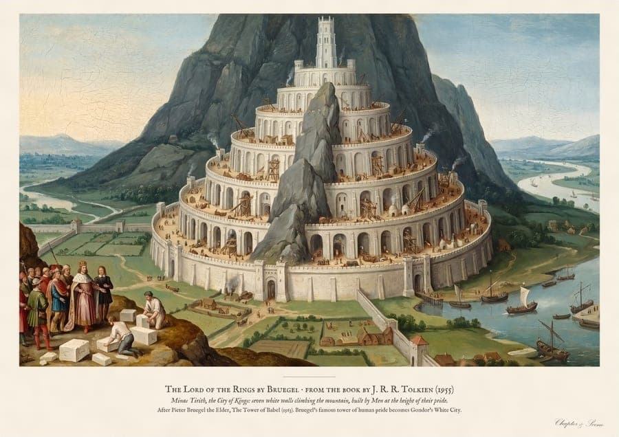 LOTR by Bruegel: Minas Tirith as the Tower of Babel, an art print inspired by The Return of the King