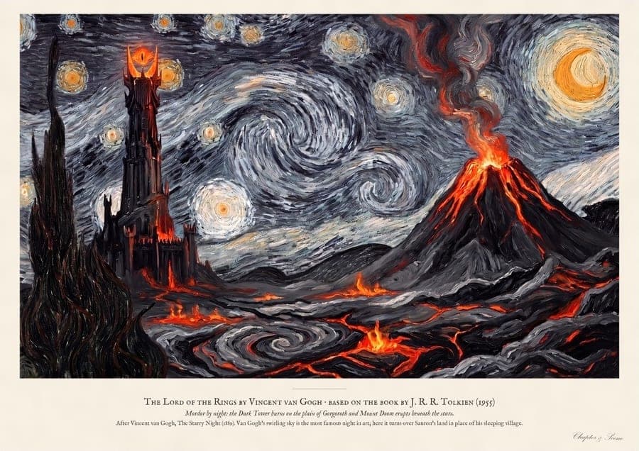 LOTR by Van Gogh: Starry Night over Mordor, an art print inspired by The Return of the King