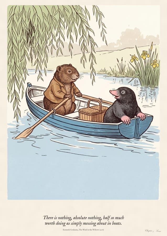Messing About in Boats, an art print inspired by The Wind in the Willows