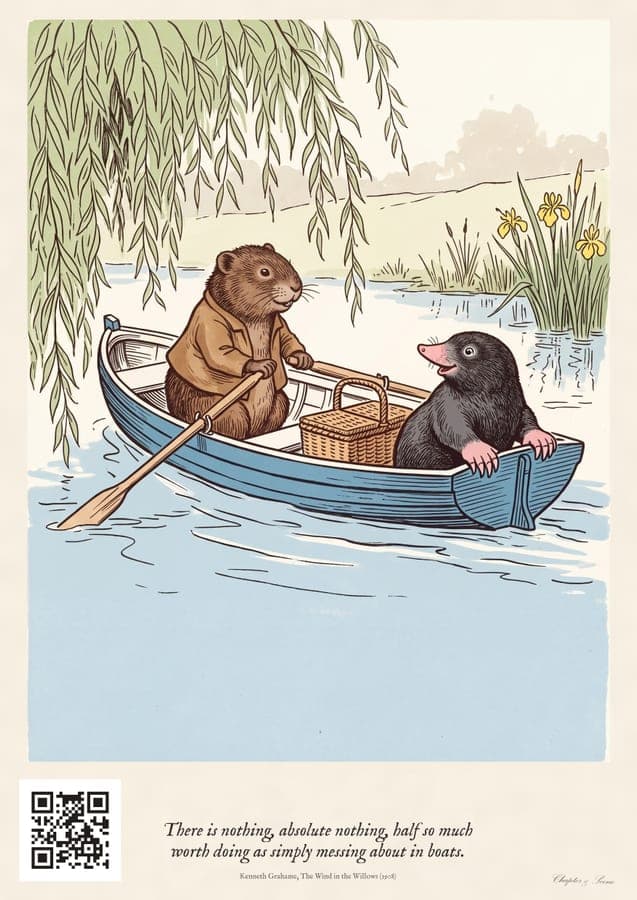 Messing About in Boats, an art print inspired by The Wind in the Willows
