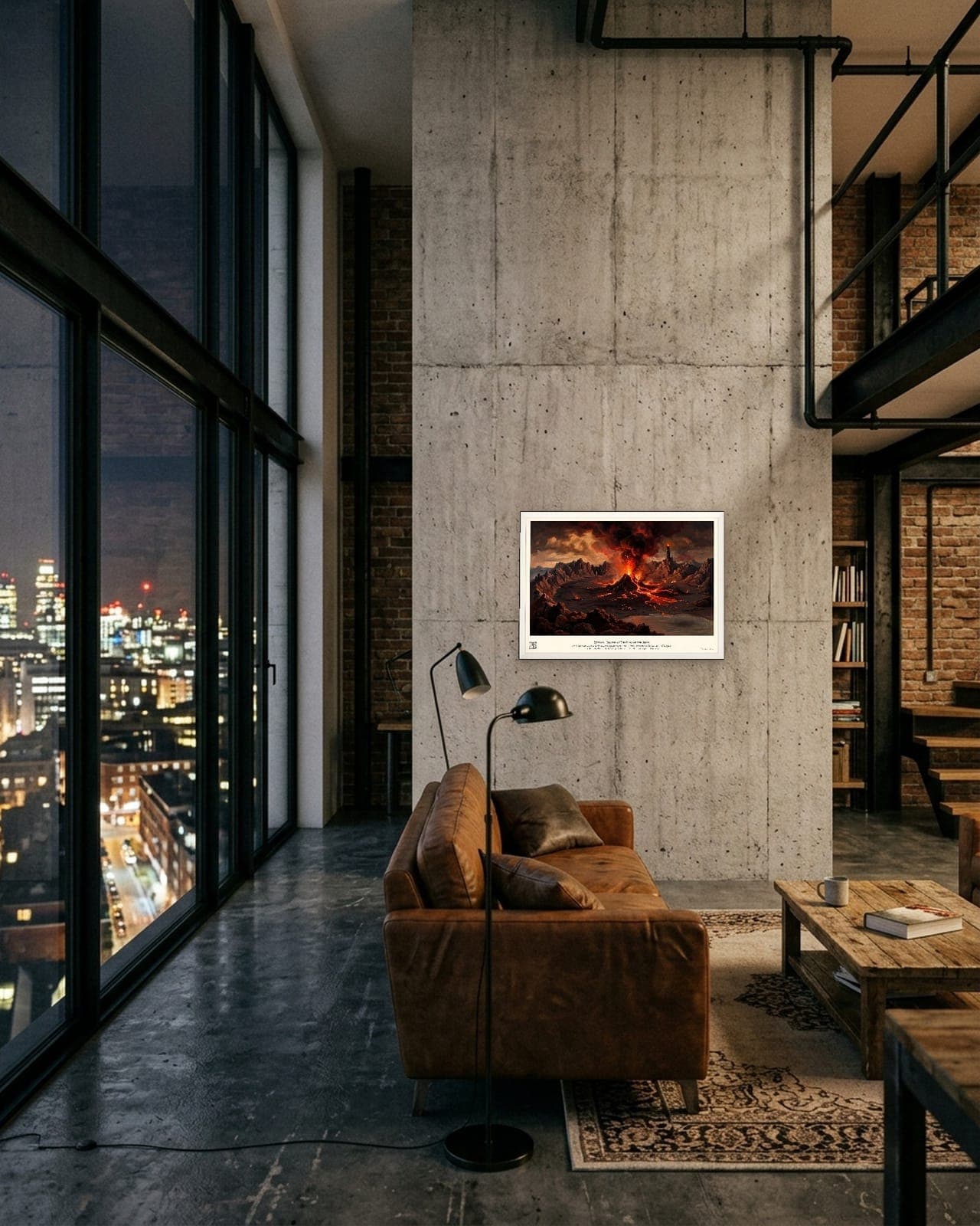 Mordor: The Burning Valley: White frame, A3, industrial loft apartment