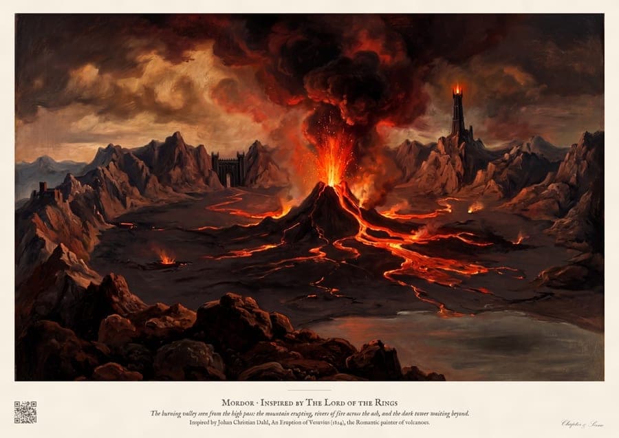 Mordor: The Burning Valley, an art print inspired by The Return of the King
