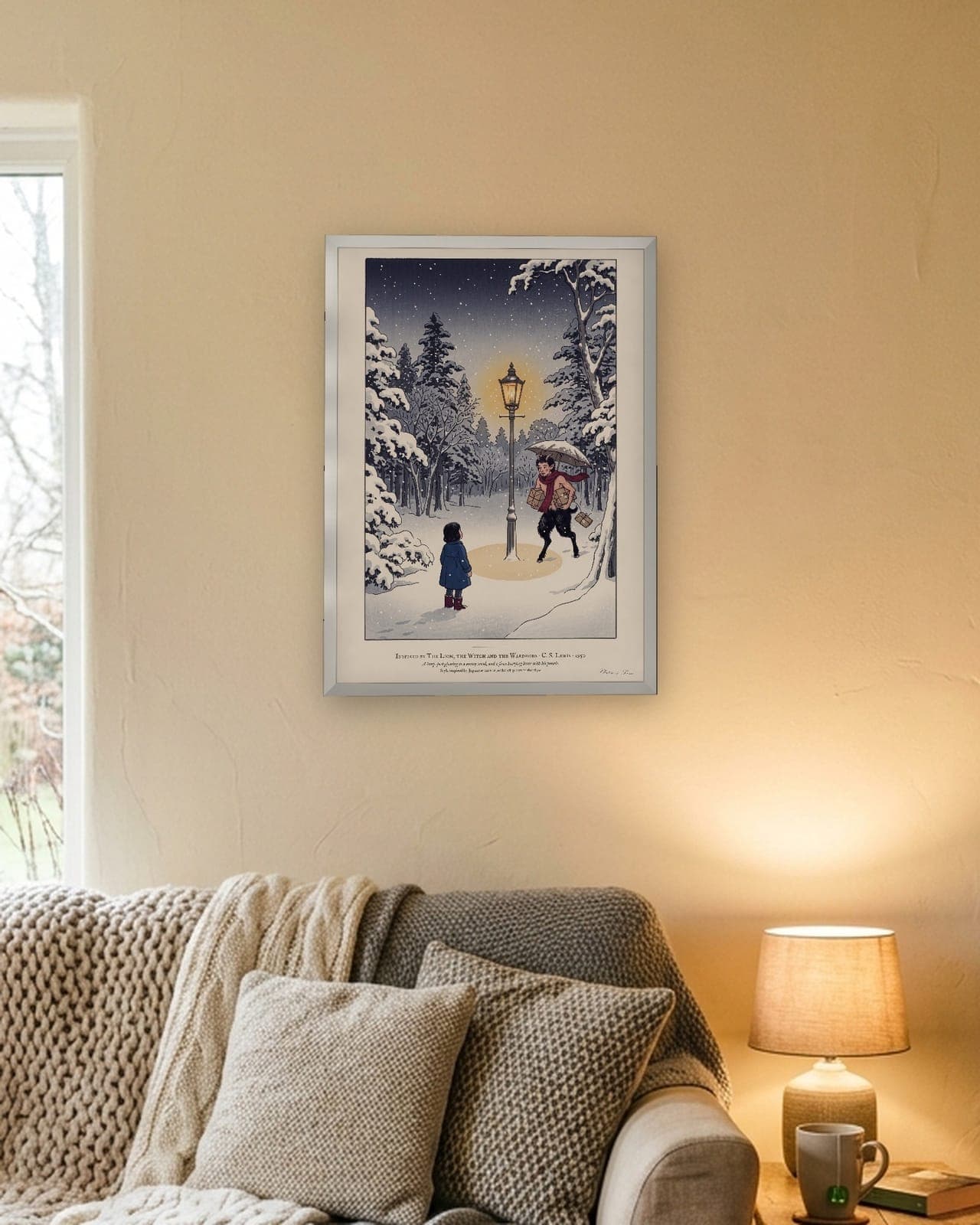 The Lamp-post: White frame A3 in a cosy living room