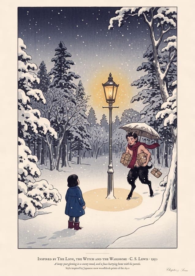 The Lamp-post, an art print inspired by The Lion, the Witch and the Wardrobe