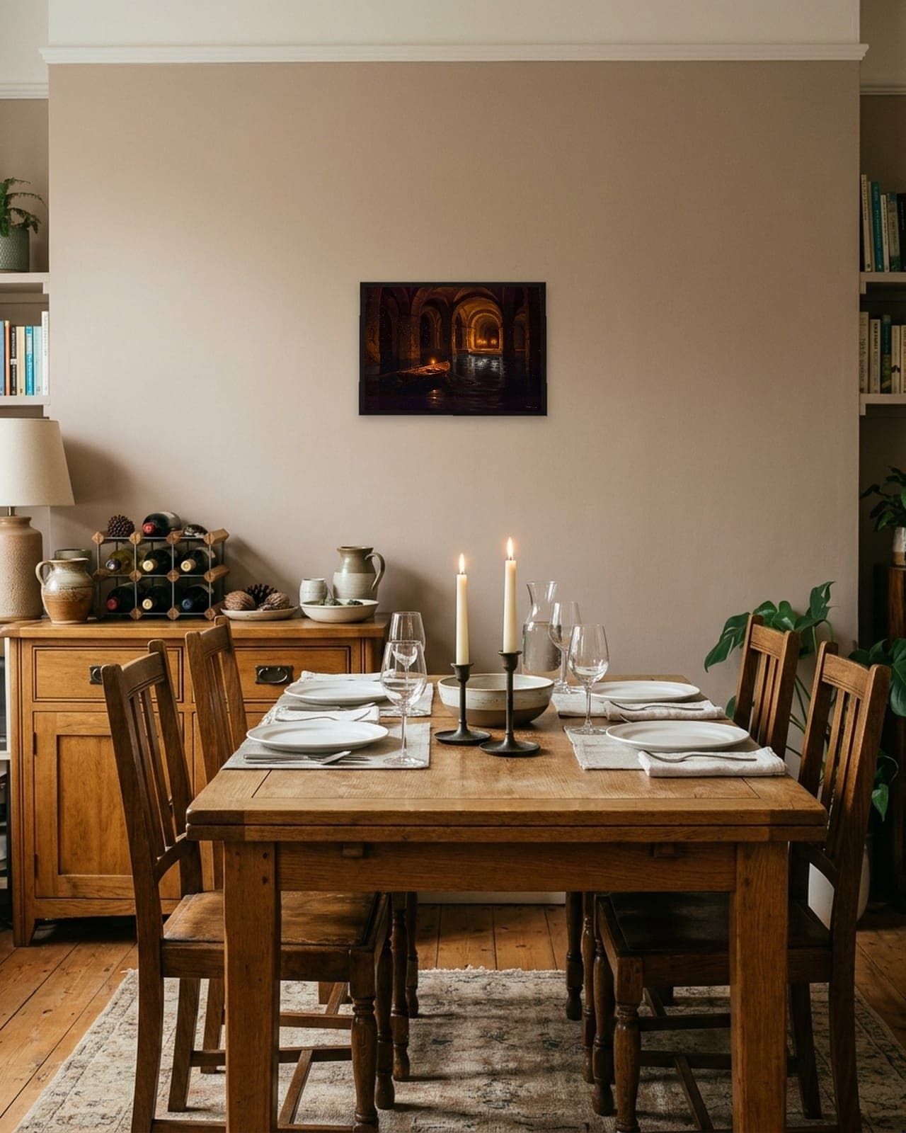 Phantom's Lake: Black frame A3, dining room, full bleed