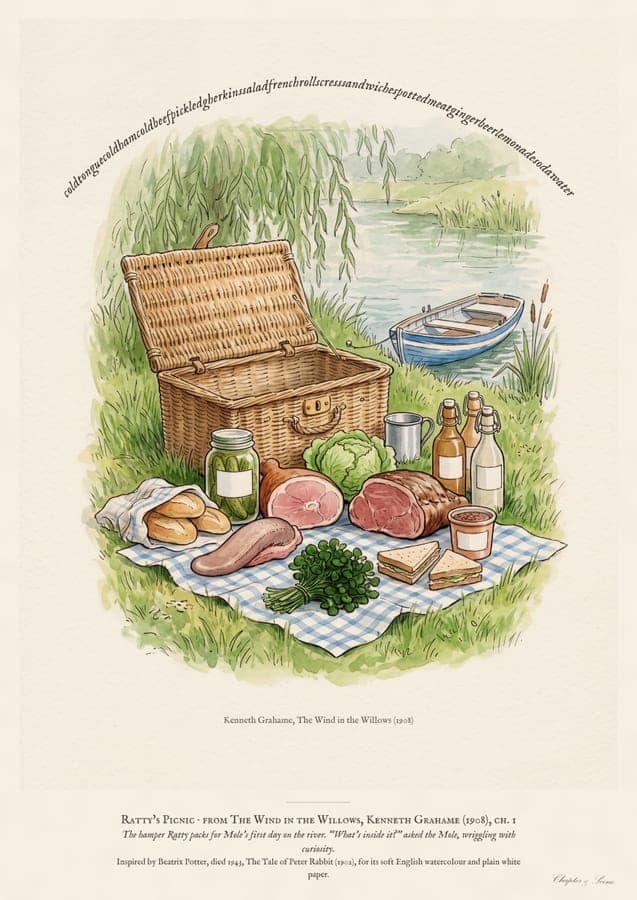 Ratty's Picnic, an art print inspired by The Wind in the Willows