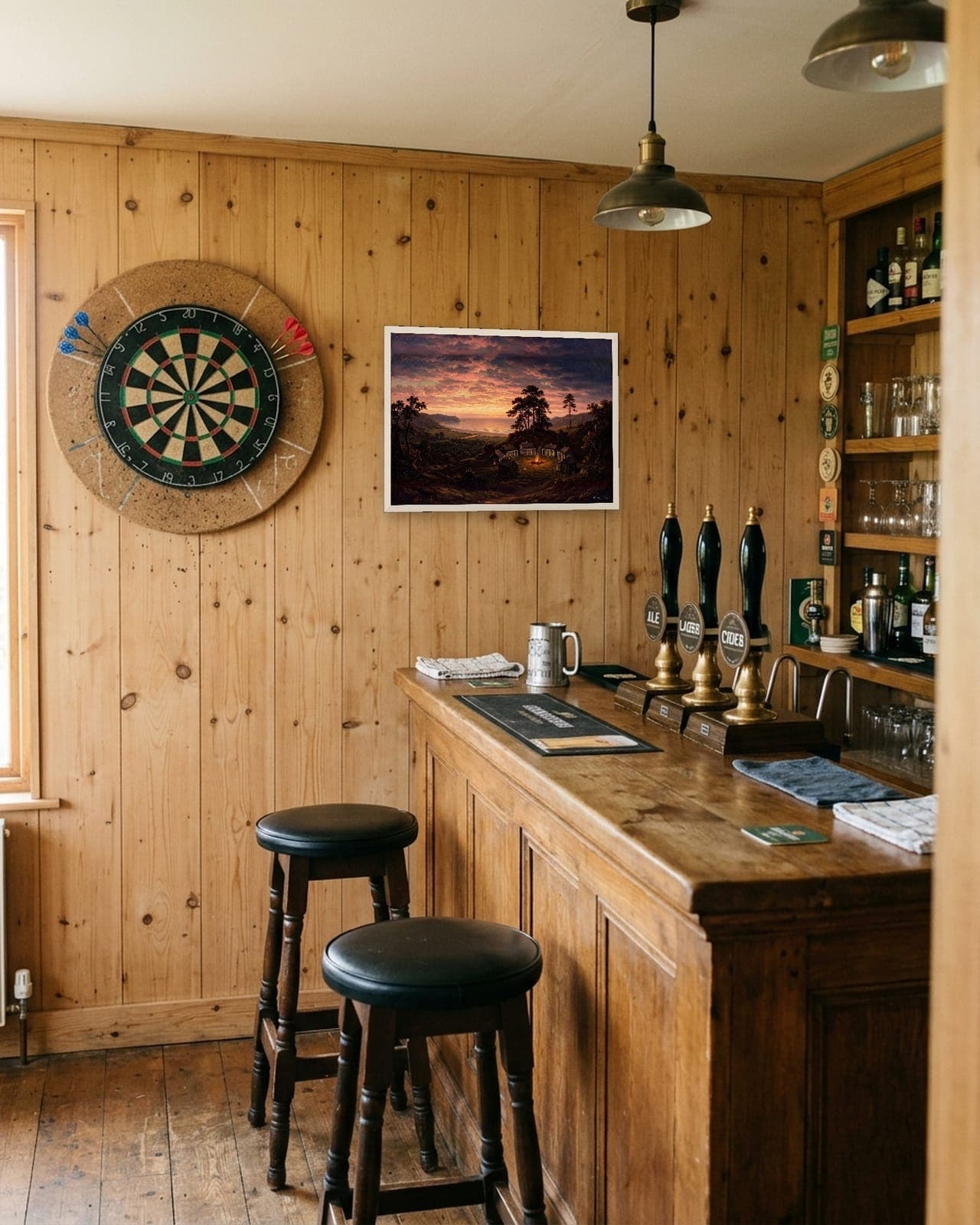 The Camp by the Sea at Dusk: White frame, A3, home pub, full bleed