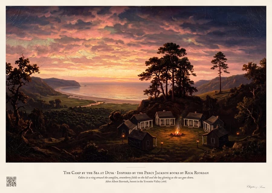 The Camp by the Sea at Dusk, an art print inspired by Percy Jackson