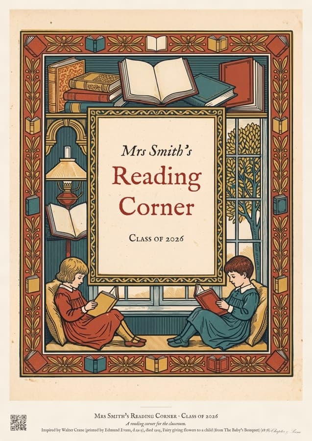 The Reading Corner, a quote art print