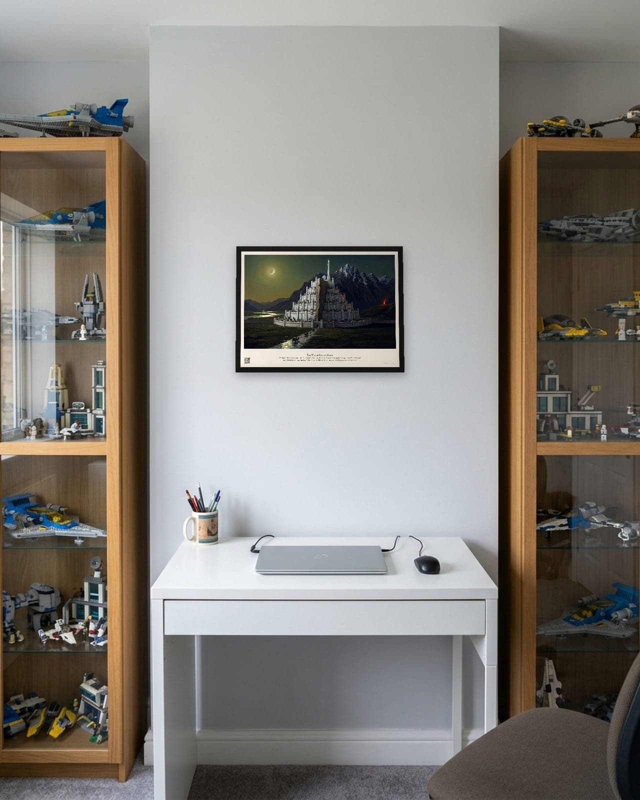 The White City by Night: Black frame A3, office with model display cases